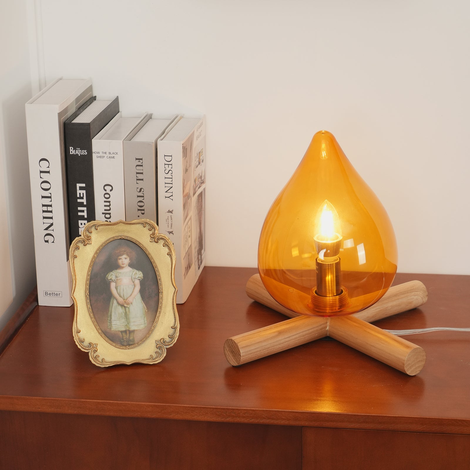 Wood Fire Table Lamp