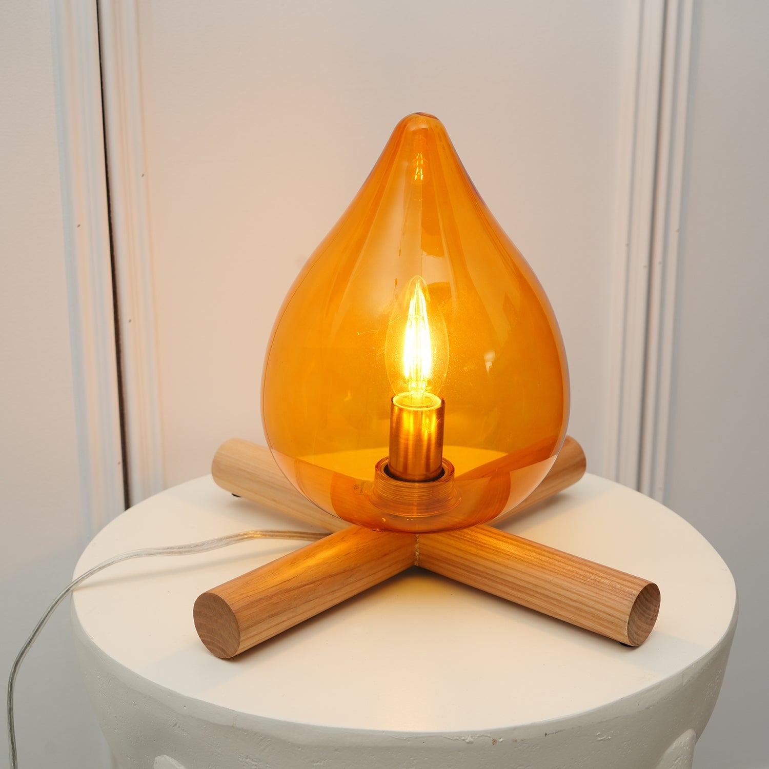 Wood Fire Table Lamp