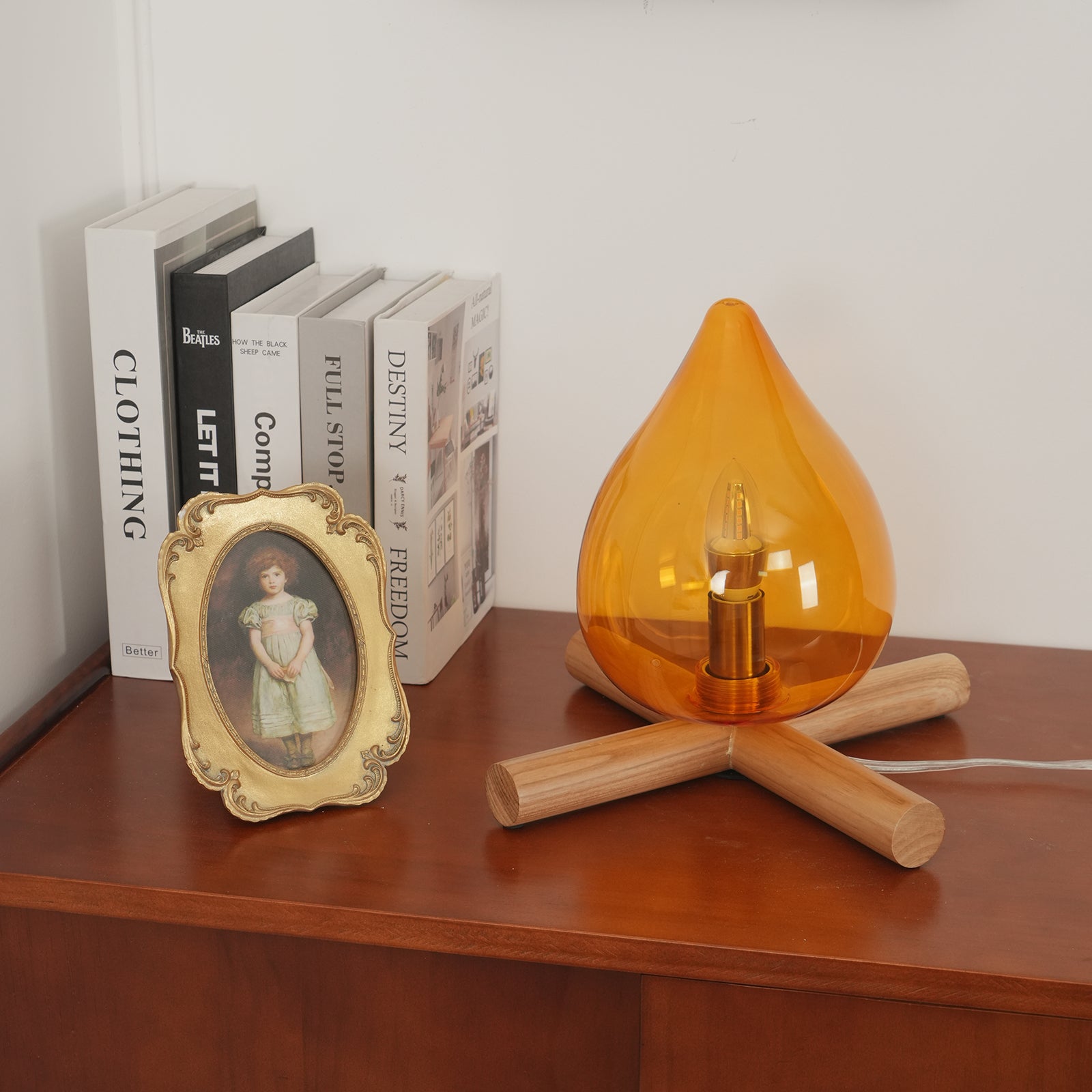Wood Fire Table Lamp