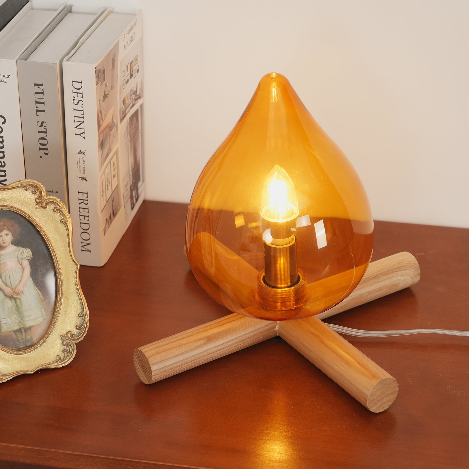 Wood Fire Table Lamp