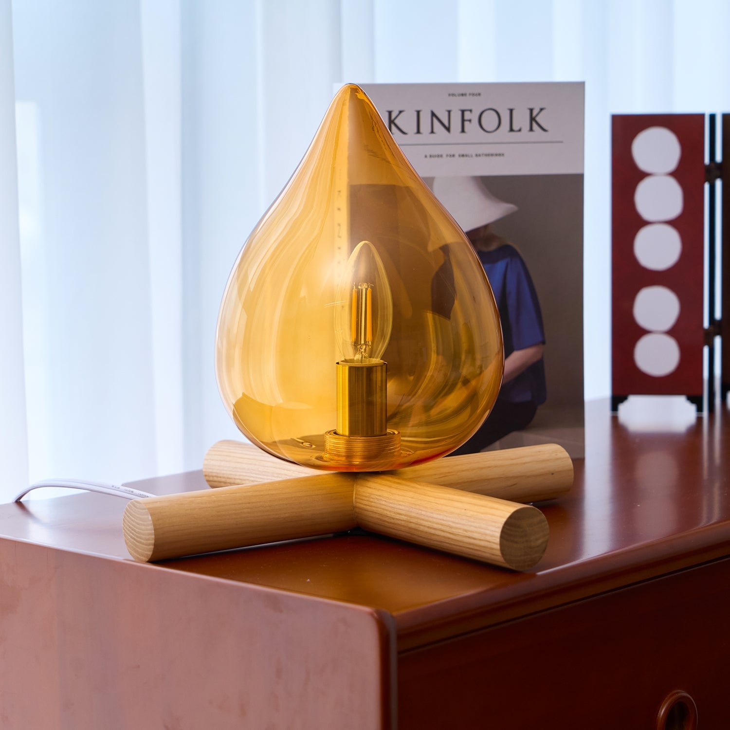 Wood Fire Table Lamp