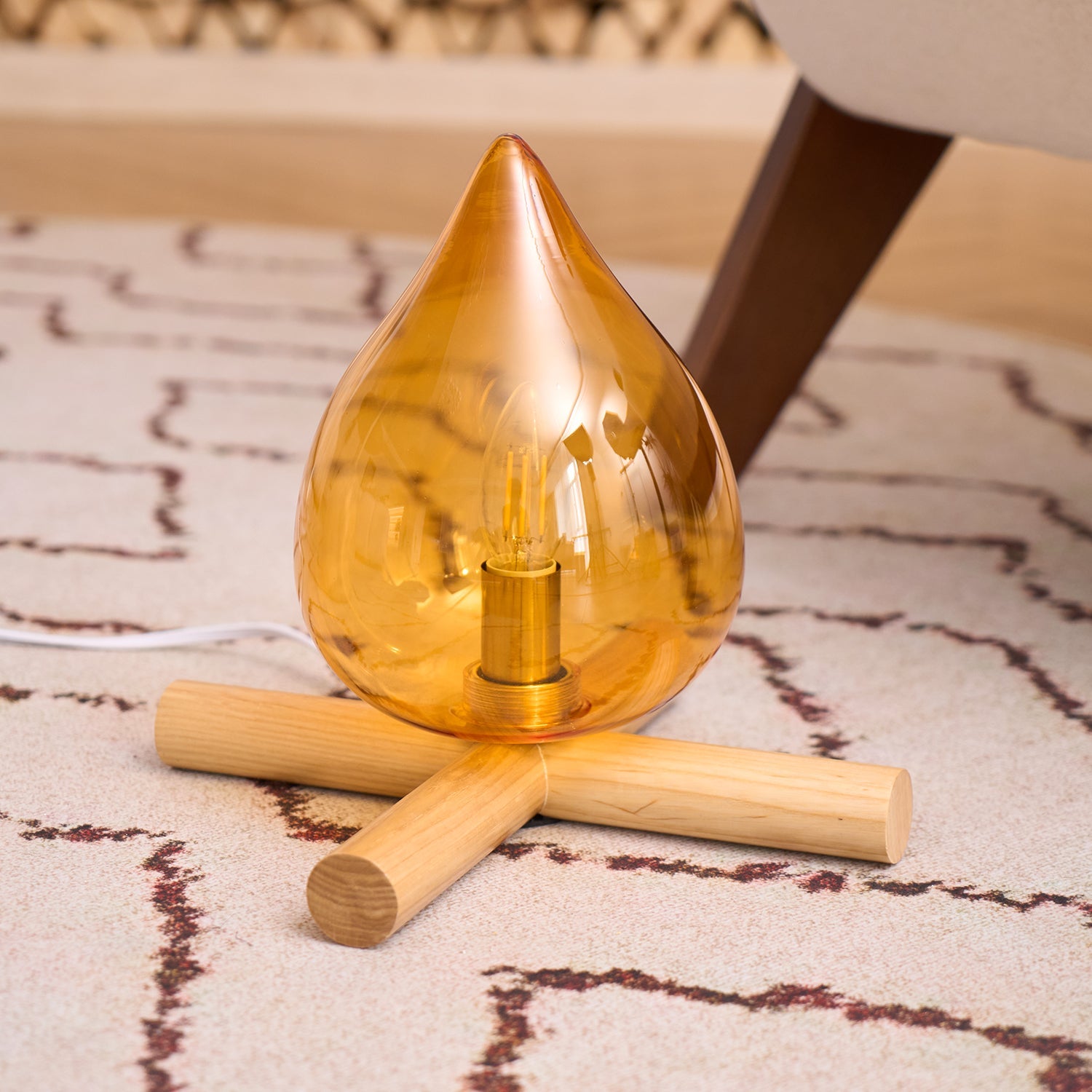 Wood Fire Table Lamp