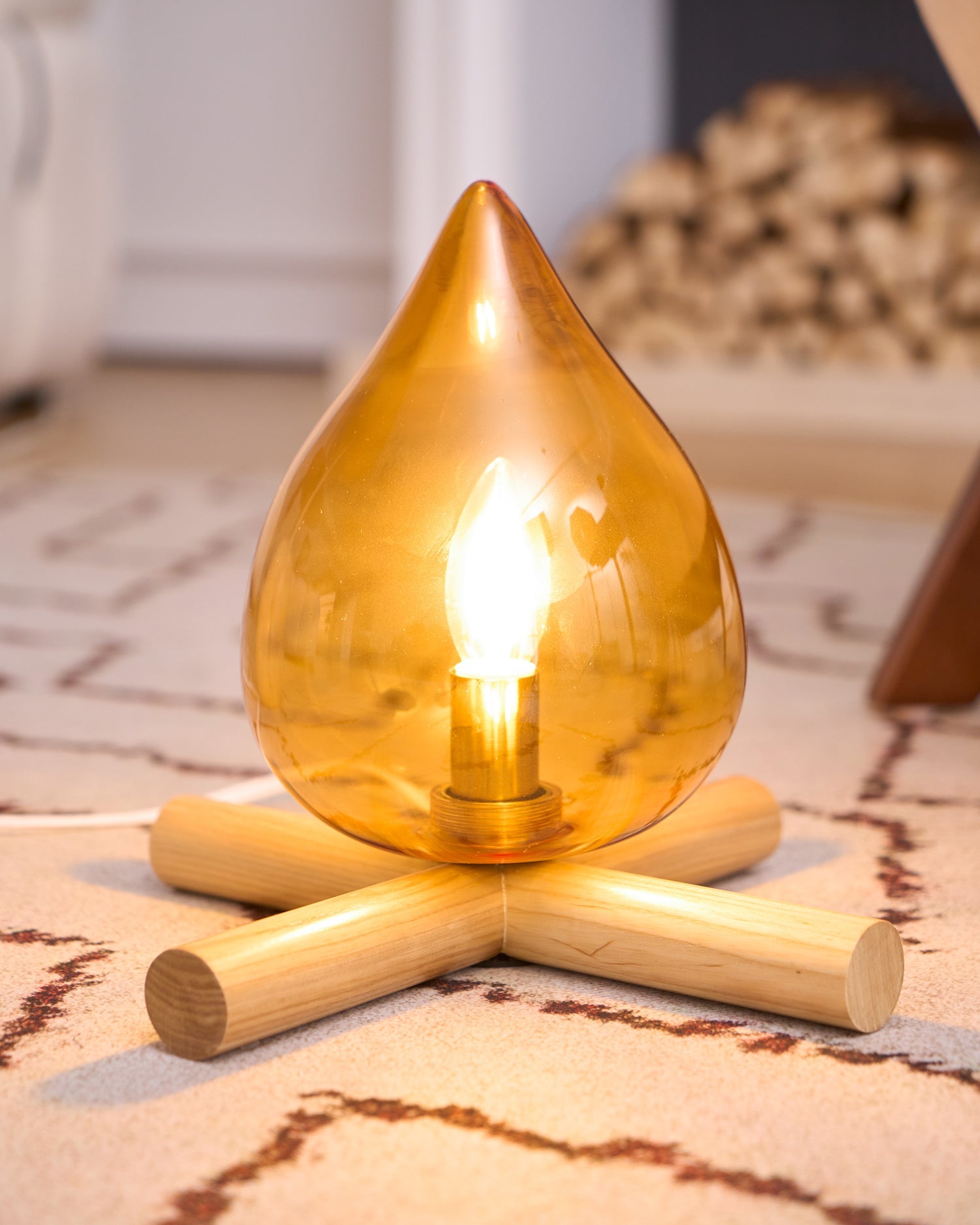 Wood Fire Table Lamp