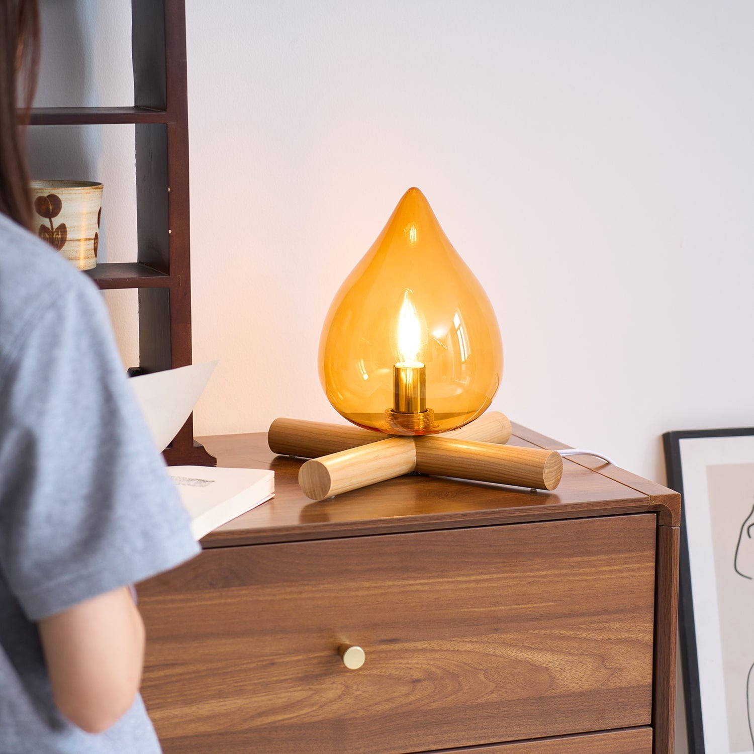 Wood Fire Table Lamp