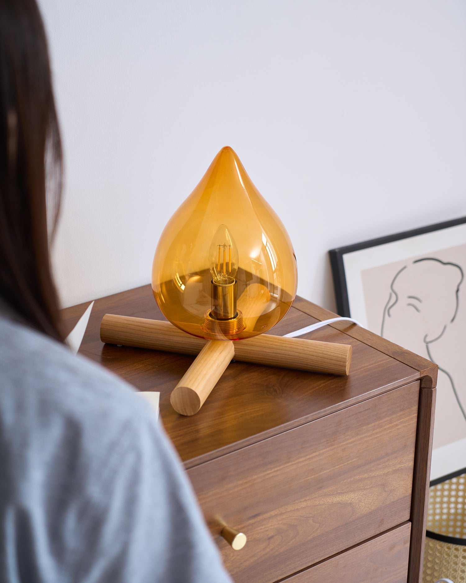 Wood Fire Table Lamp