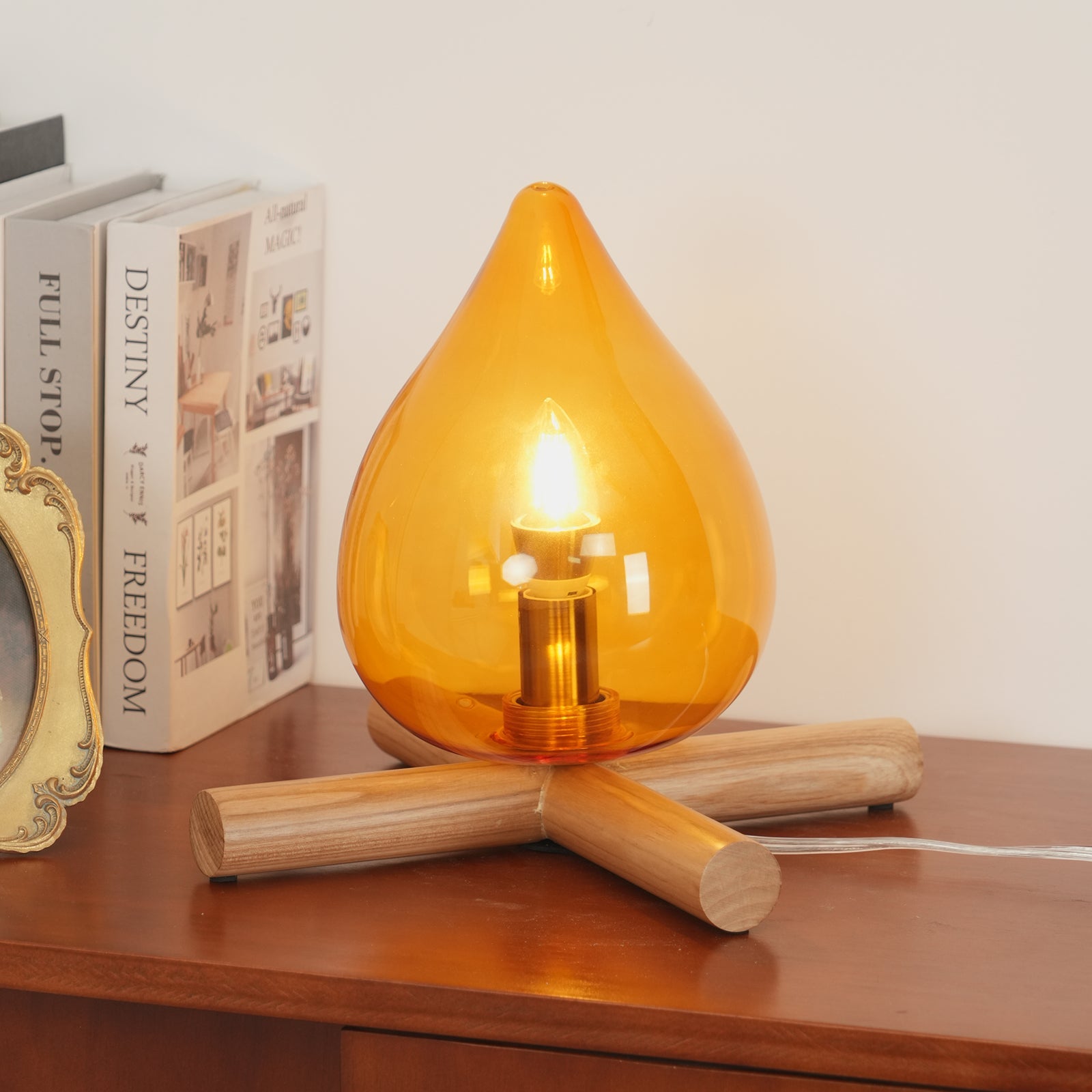 Wood Fire Table Lamp