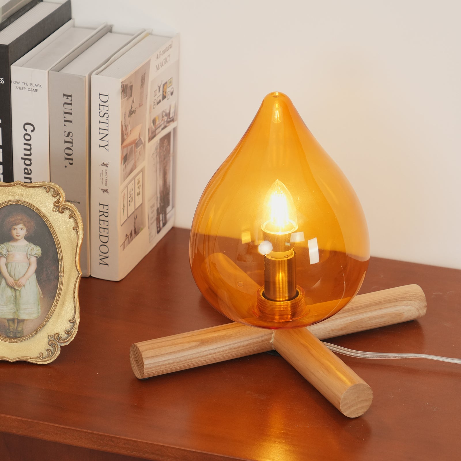 Wood Fire Table Lamp