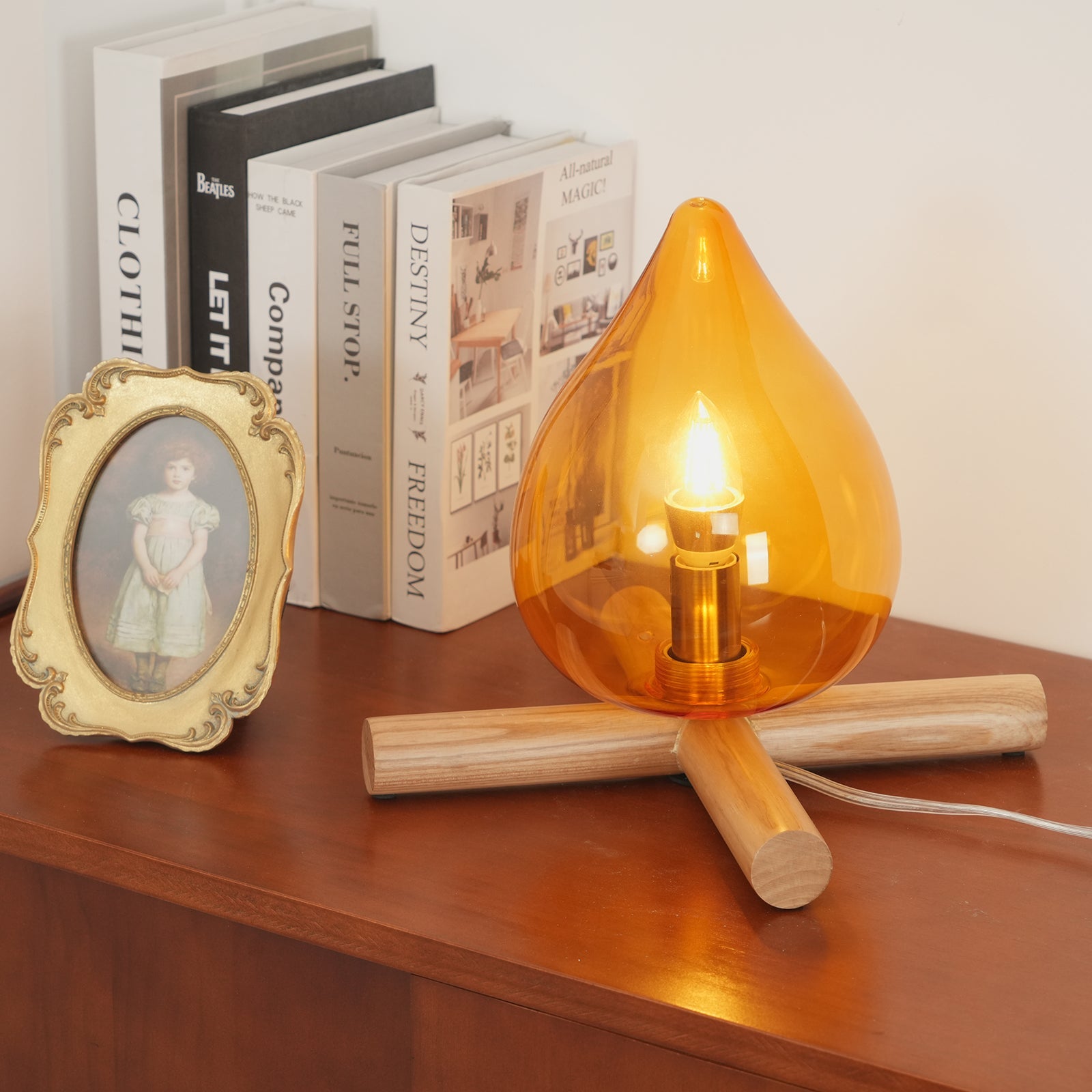 Wood Fire Table Lamp