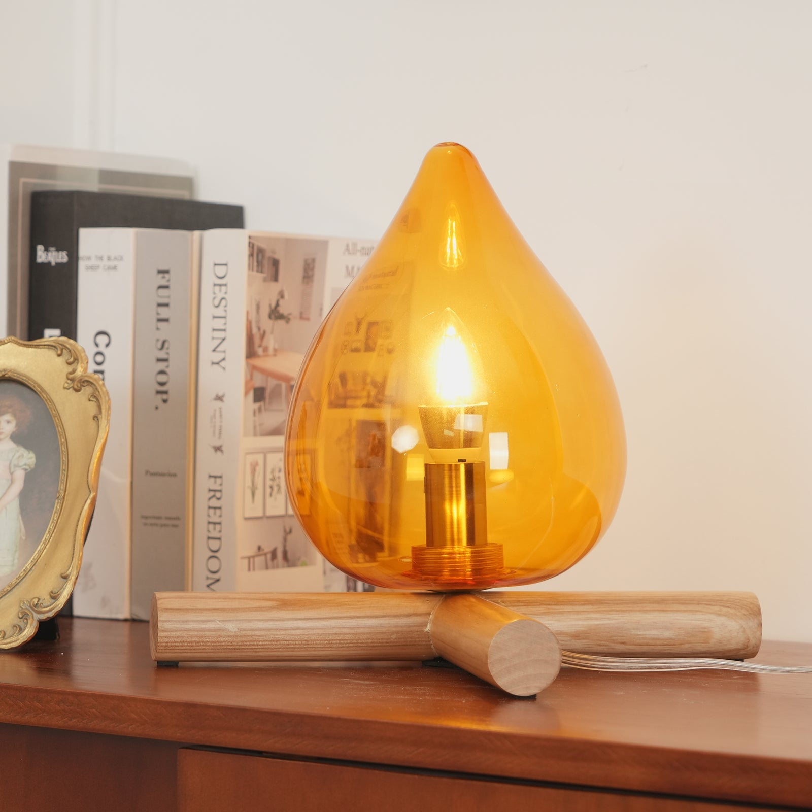 Wood Fire Table Lamp