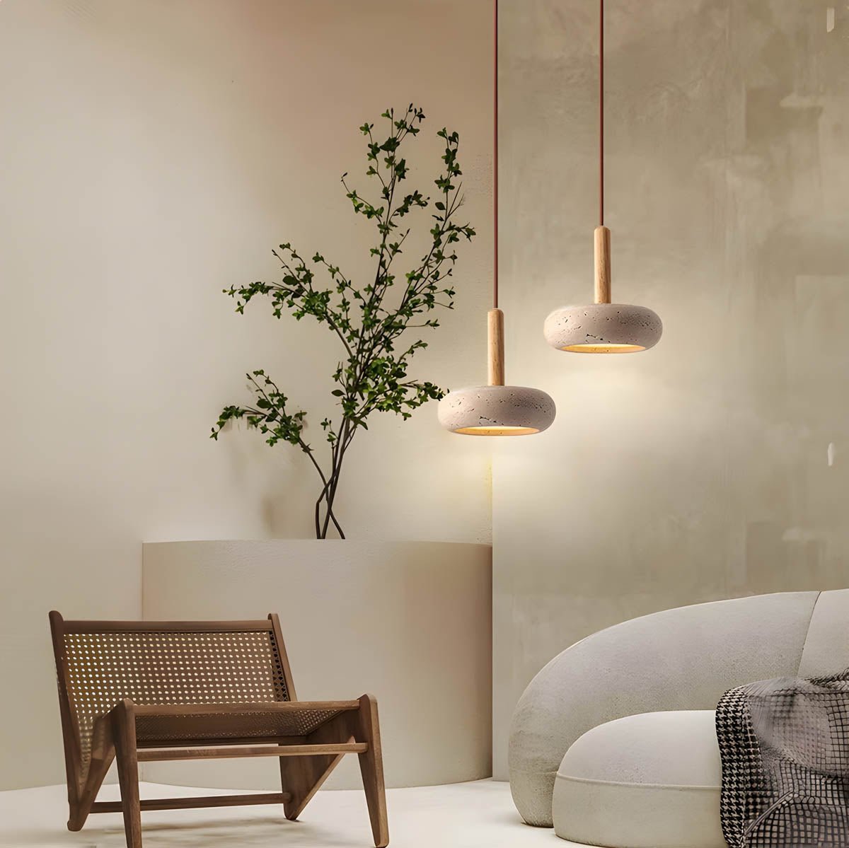 Sosa Round Travertine Pendant Light