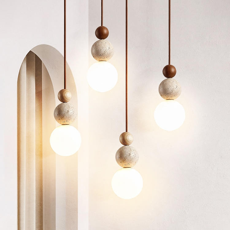 Sobo Spherical Travertine Pendant Light