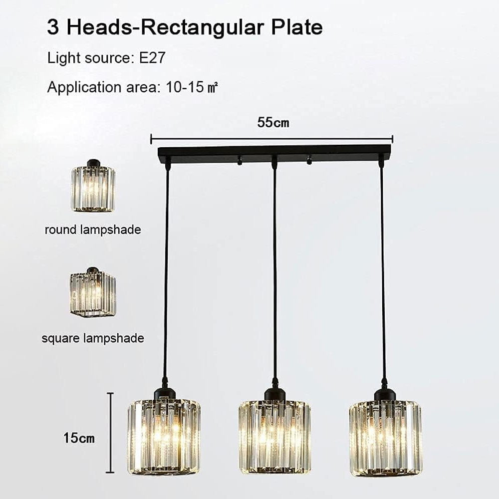 Alevo Triple Head Crystal Pendant Light