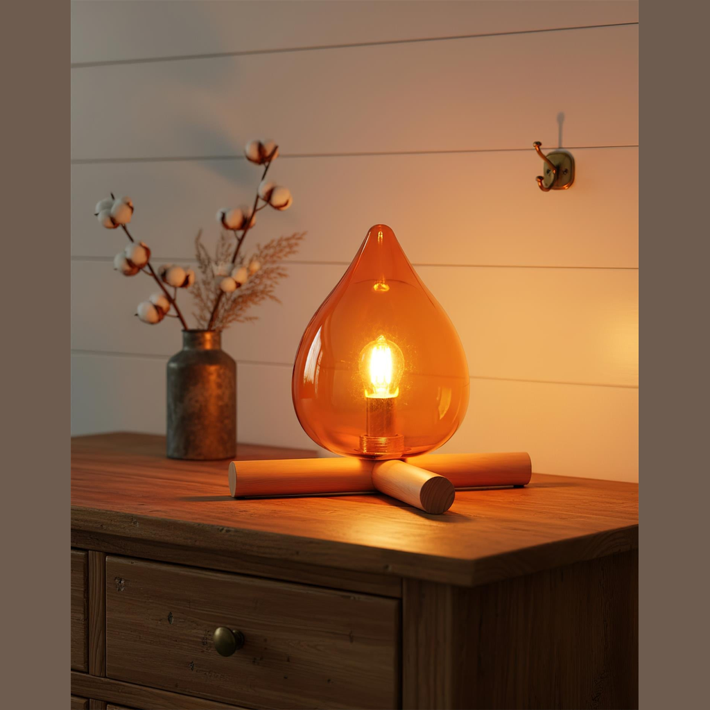 Wood Fire Table Lamp